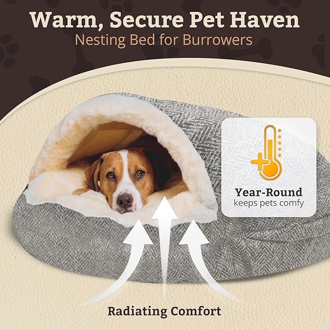Snoozer Luxury Microsuede Cozy Cave Pet Bed, Show Dog Collection, Large, Palmer Dove