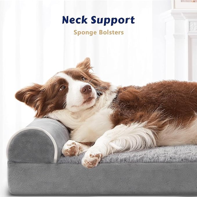 Orthopedic Dog Beds Extra Large Sized Dog, Pet Sofa Bed with Removable Washable Cover, Egg Foam Support, Bolster Cushion for Comfortable Sleep, Waterproof & Non-Slip Bottom Bed