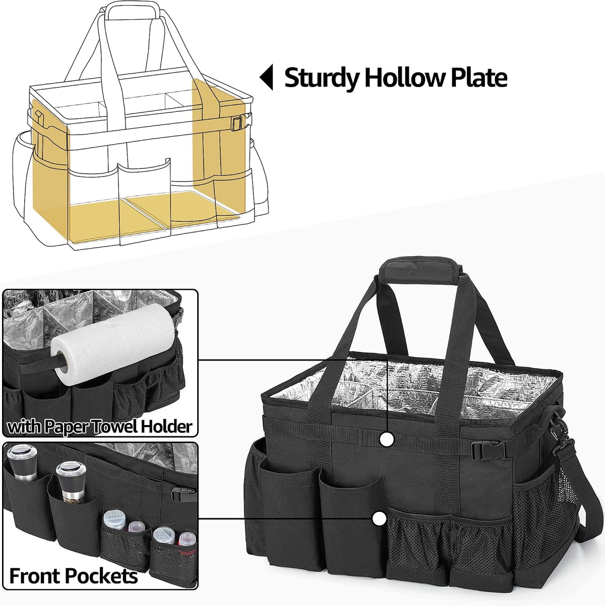 HODRANT Large Grill Utensil Caddy with Paper Towel Holder for Cook Supplies