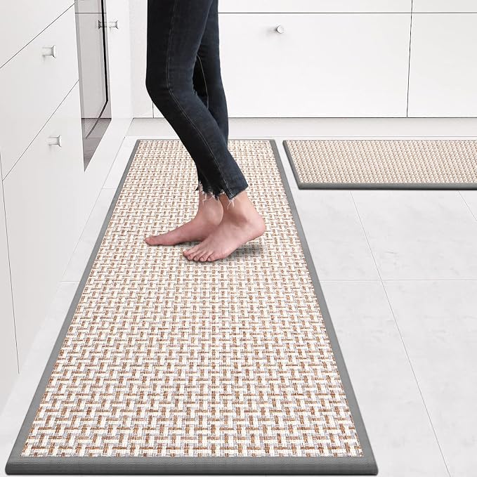 eqivei Kitchen Rugs and Mats Non Skid Washable Set of 2 PCS, Absorbent Runner