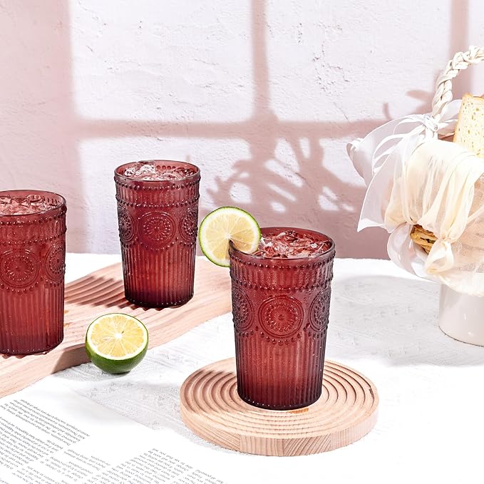 Ciaell 12 Pack Burgundy Plastic Water Glasses