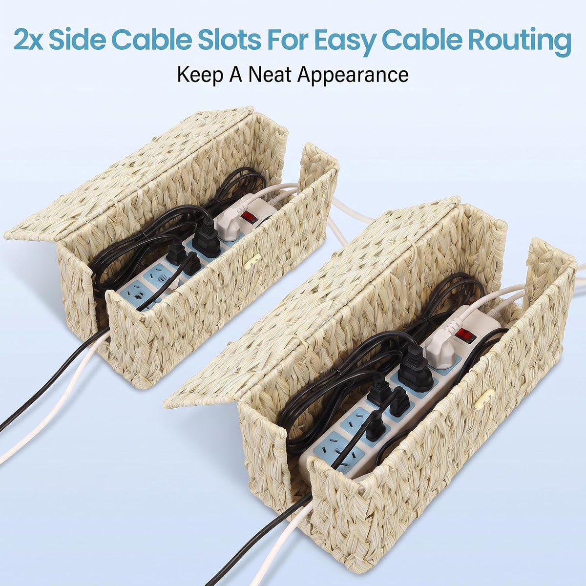 efluky 2 Pack Plastic Hand-Woven Cable Management Box