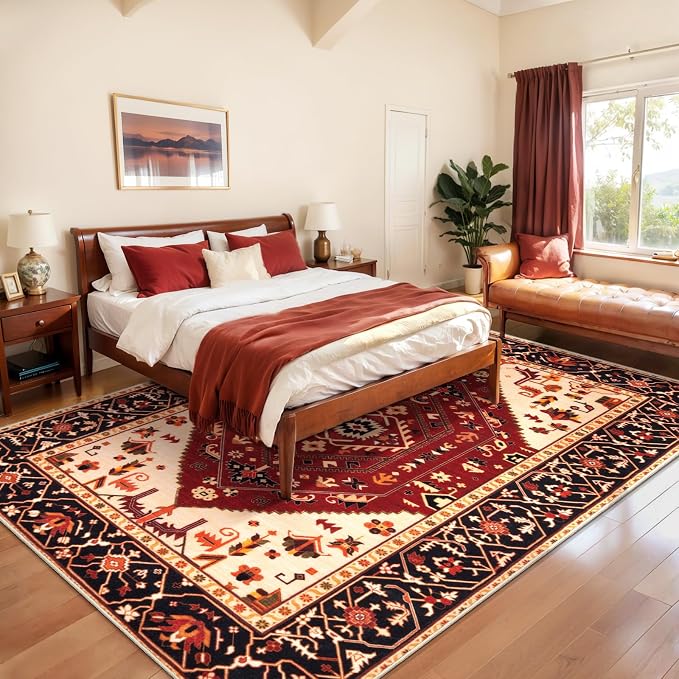 SERISSA Washable Rugs 8x10 Area Rugs, Large Non-Slip Boho Living Room Rug