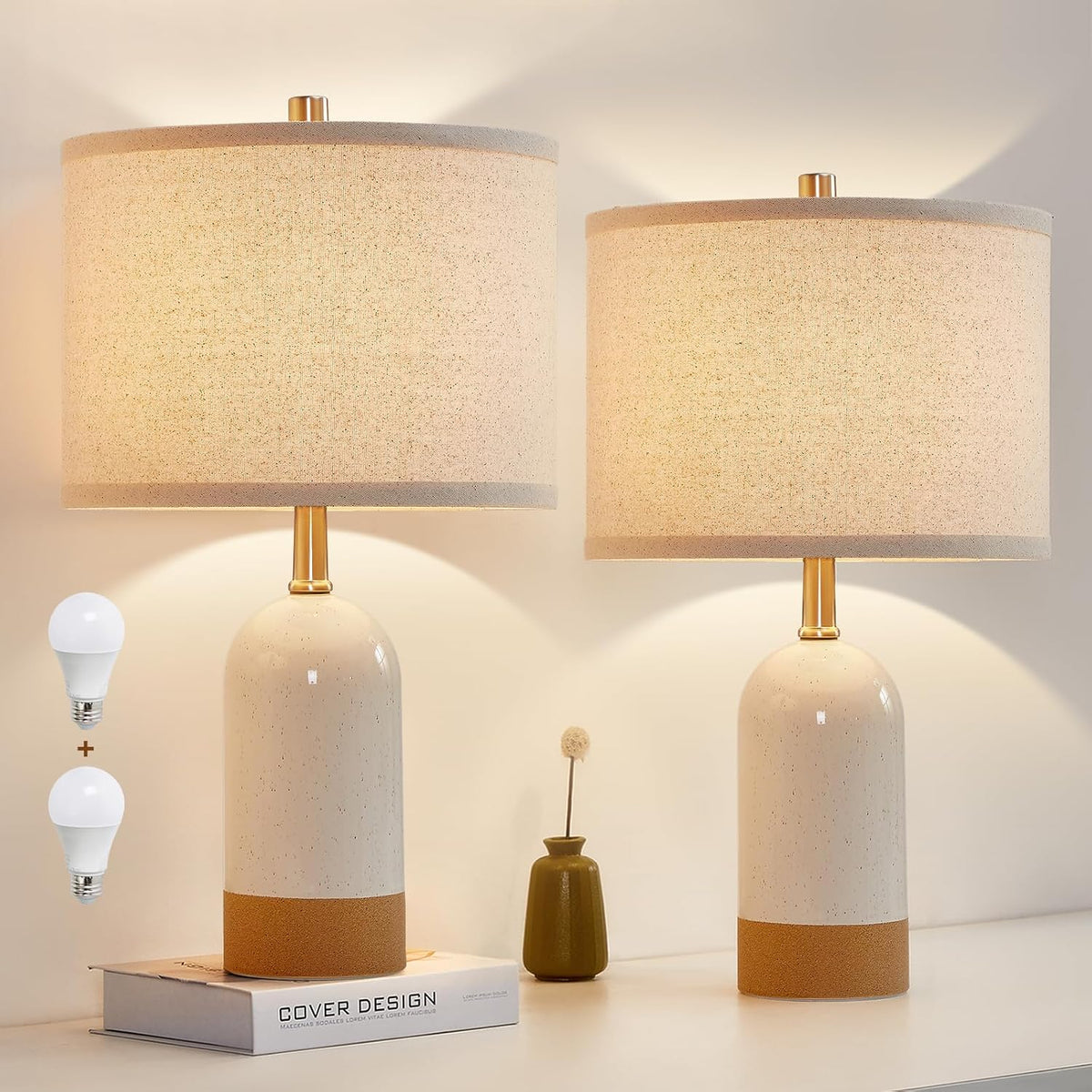 GyroVu Table Lamps Set of 2, Bedside Table Lamp for Bedroom Living Room