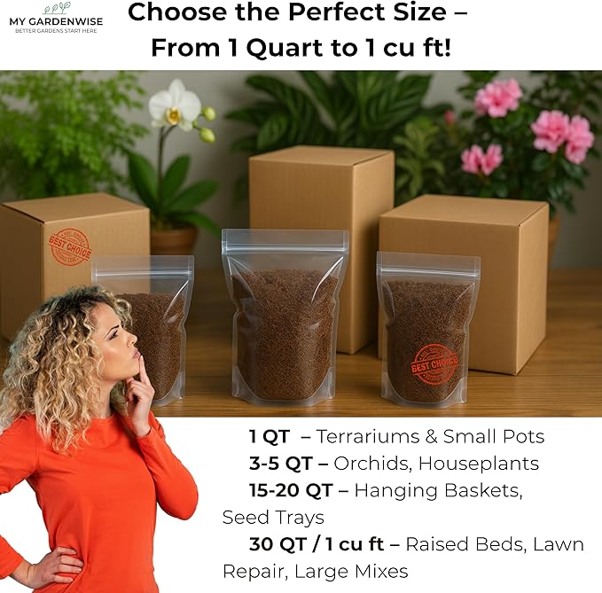 Peat Moss for Plants – Organic Sphagnum Peat Moss for Orchids, Terrariums, Seed Starting, Reptiles & Potting Soil Mix (1 Quart)