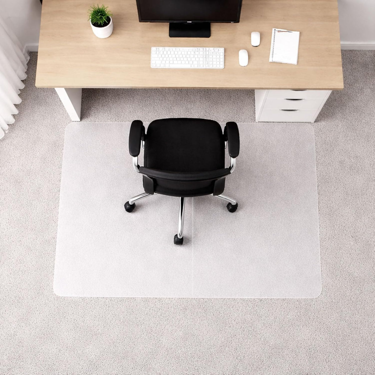 Marvelux White Office Chair Mat for Carpeted Floors 46" x 57" Rectangular
