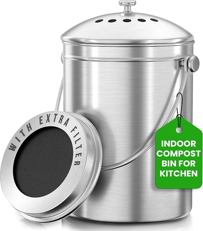 Utopia Kitchen Indoor Compost Bin Kitchen, Odorless Composting