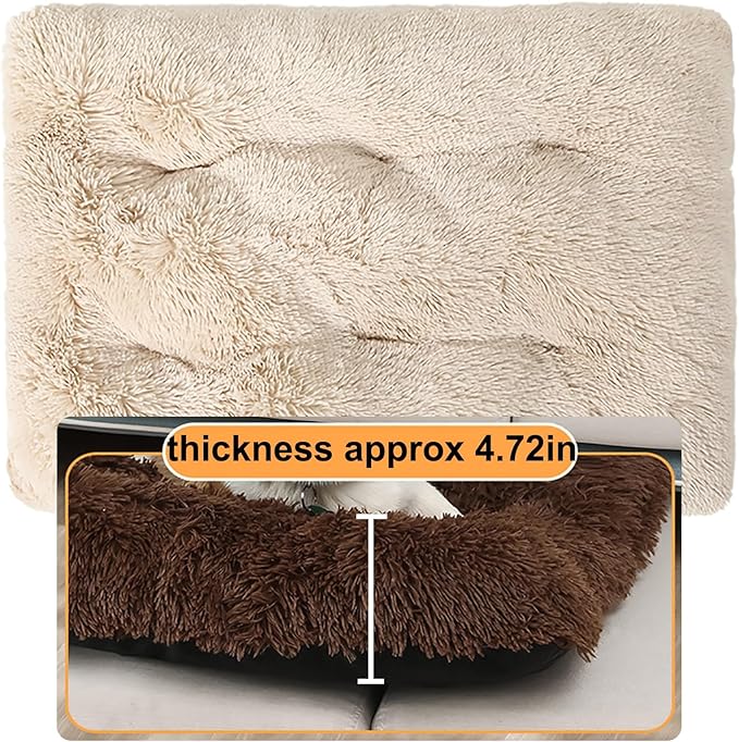 Dog Crate Mat, Dog Bed for Large Dogs, Comfy Fluffy Kennel Pad Anti-Slip for Dog beds & Furniture, Quilted Dog Bed for Pets for Medium/Small Dogs Cats (Color : Brown 2, Size : 43x29)
