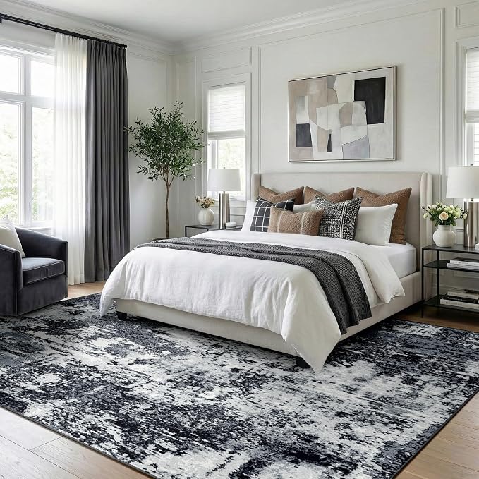 RELEANY Washable Area Rugs 9'x12' Non-Slip Modern Abstract Soft