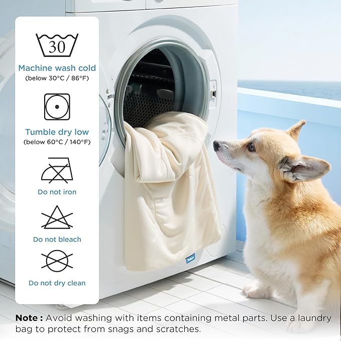 Bedsure Cooling Blanket for Large Dogs with Breathable Air-Core Fill Q-MAX>0.4 - Lightweight Pet Cat Throw Cold Blanket Washable for Summer，Soft Dog Cooling Mat for Couch Bed, Beige, 50x60