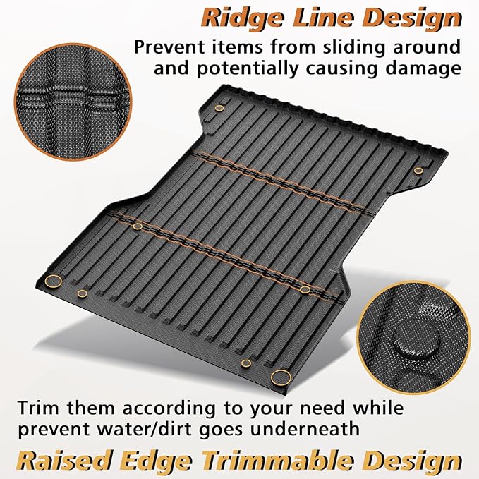 TripleAliners Truck Bed Mat Compatible with 2005-2023 Toyota Tacoma Accessories 6FT Vehicle Perfectly Flush All Weather Protection TPE Heavy Duty Pickup Car Bed Cargo Mat