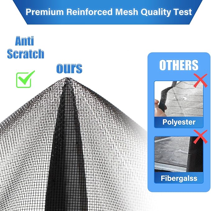 Magnetic Screen Door Upgraded PET Mesh Stronger Than Fiberglass and Polyester,Hands Free,Keeps Bugs Out,Pet & Kid Friendly,Suitable for Sliding Door,Large Patio Door and French Door-96''x80''