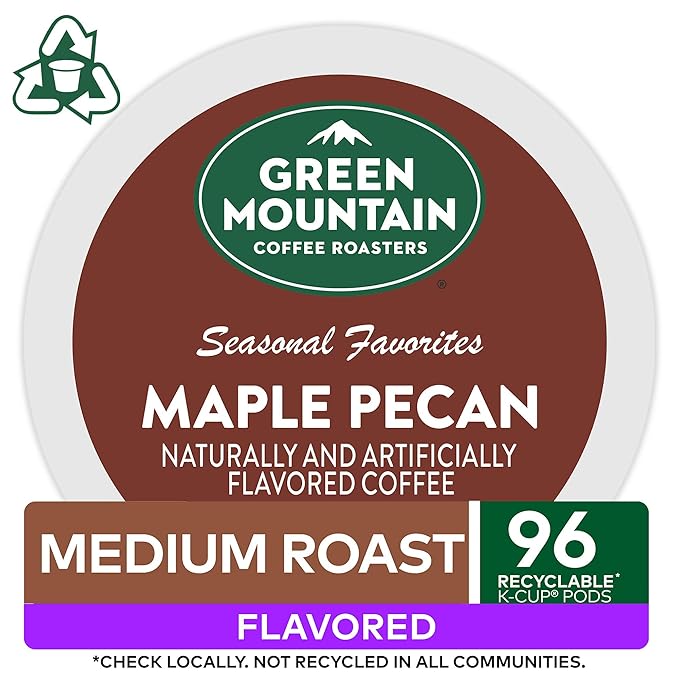Green Mountain Coffee Roasters Maple Pecan Coffee,Keurig K-Cup Pods, Light Roast, 96 Count