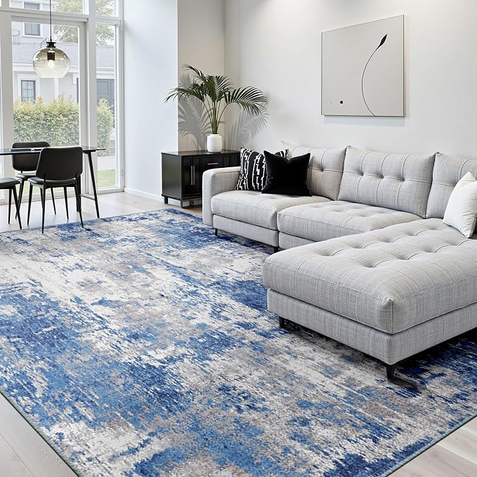 RELEANY Washable Area Rugs 9'x12' Non-Slip Modern Abstract Soft