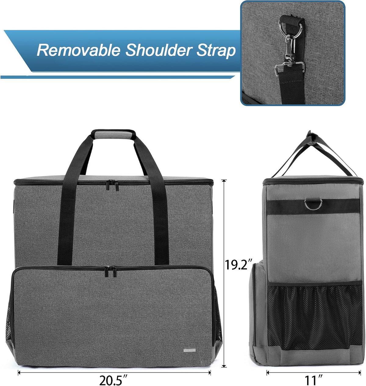 CURMIO PC Carrying Case, Desktop Travel Bag for Full Computer Tower, Gray