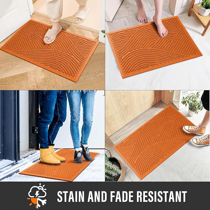 HIYARD Sturdy Front Door Mat, Absorbent Muddy Dirt Resist Welcome Door Mats
