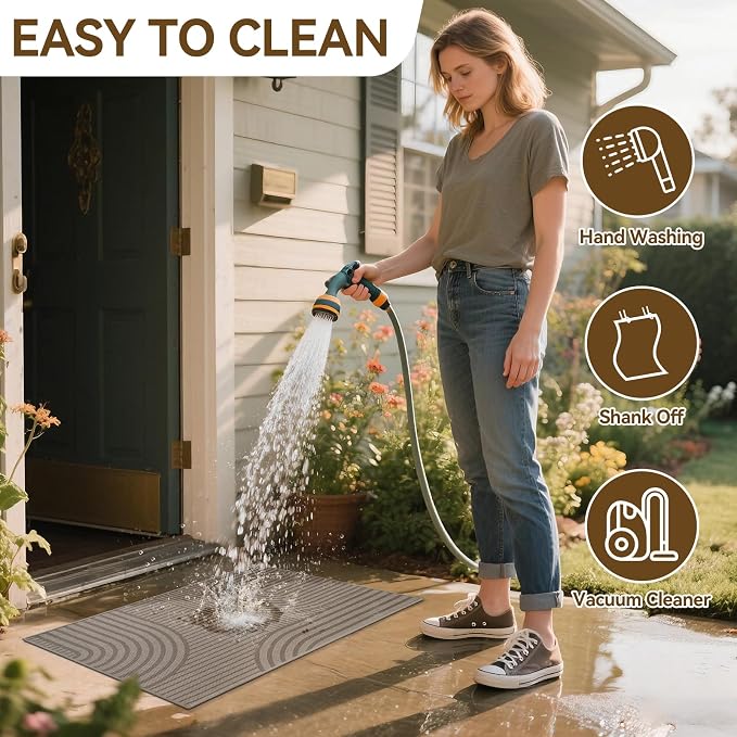 Front Door Mat 24''x35'', Absorbent Dirt Resist Washable Non Slip Low-Profile