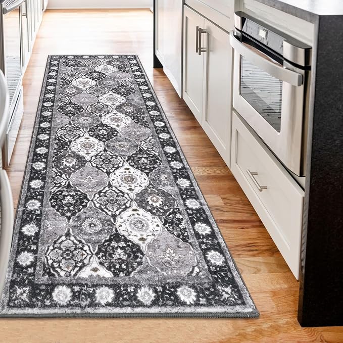 HEBE Hallway Runner Rug 2'x6' Washable Vintage Distressed Area Rugs Non Slip