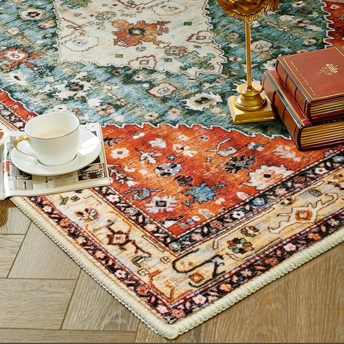 SERISSA Washable Rugs 9x12 Area Rugs, Large Non-Slip Boho Living Room Rug
