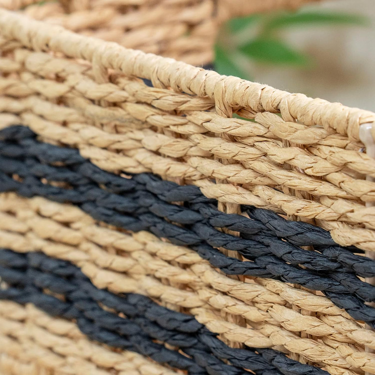 Handwoven Paper Rope Storage Basket, Rectangular Wicker Organizer