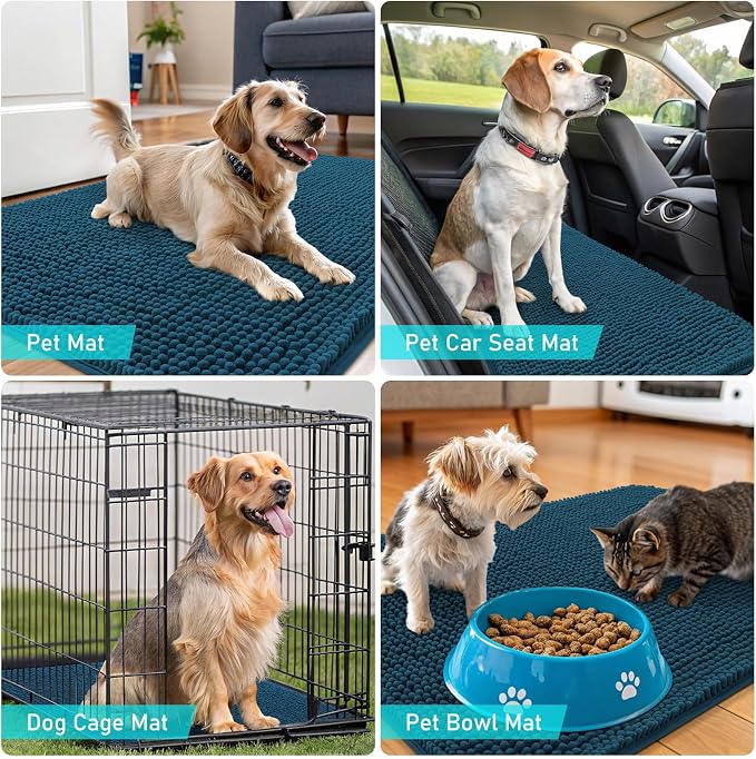 OLANLY Dog Door Mat for Muddy Paws 54x24, Absorbs Moisture and Dirt, Absorbent