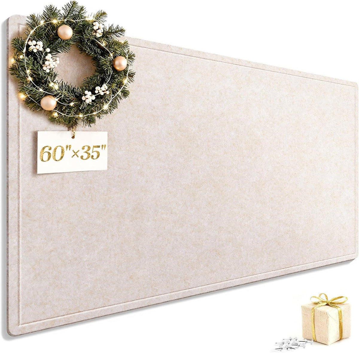Bulletin Board, 60 X 35 inches Decorative Felt Cork Board Alternative with Pushpins, Foldable Felt Notice Pin Board Photo Display Board for Office Home School Wall