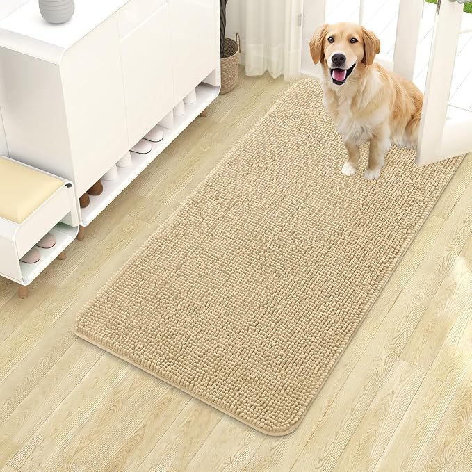 OLANLY Dog Door Mat for Muddy Paws 40x24, Absorbs Moisture and Dirt, Absorbent