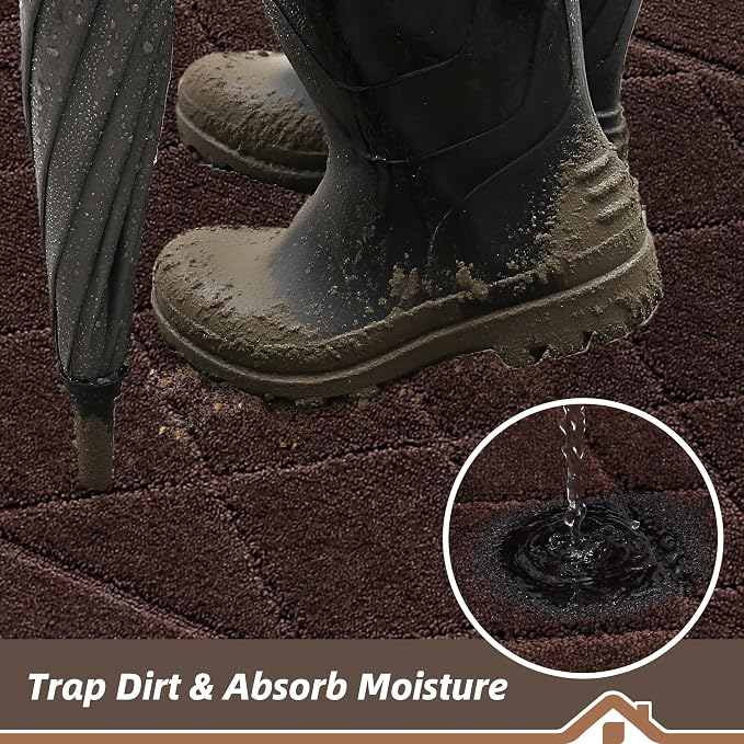 BEQHAUSE Dirt Trapper Door Mat 24" x 36", Doormat Non-Slip Entryway Rugs