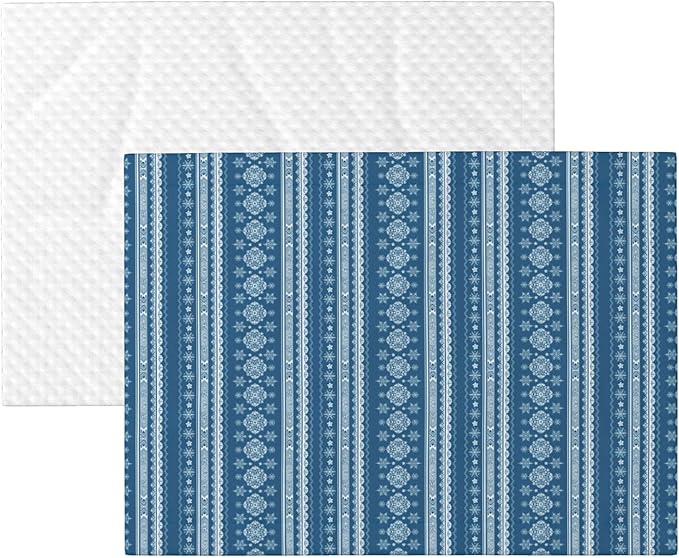 Boho Blanket for Pet - Blue White Snowflake Throw Blanket 23x16 Bohemian Couch Blankets for Puppy Dogs Cats