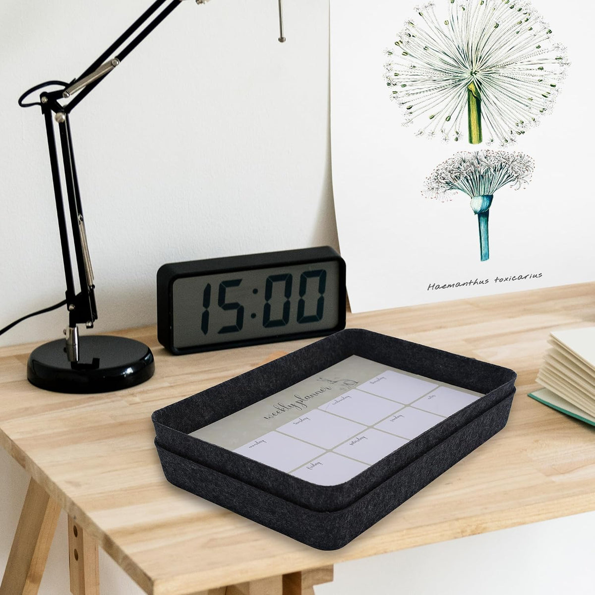 Welaxy 2pc Office desk drawer organizer tray documents Storage bin Charcoal