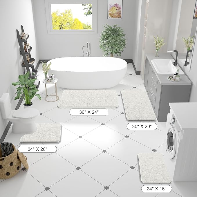 OLANLY Large Bathroom Rugs 44x32, Extra Soft Absorbent Chenille Bath Rugs