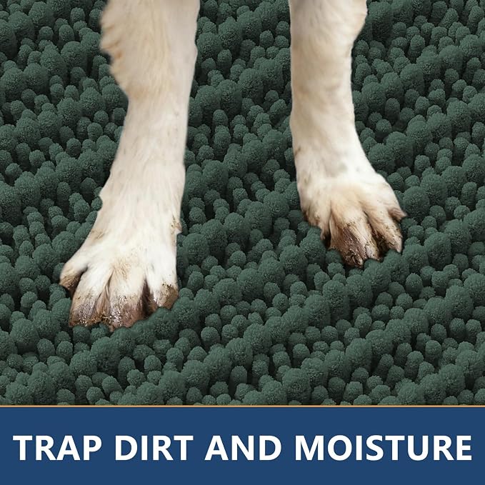 Smiry Dog Door Mat for Muddy Paws 24x16, Absorbent Dirt Trapper, Non-Slip