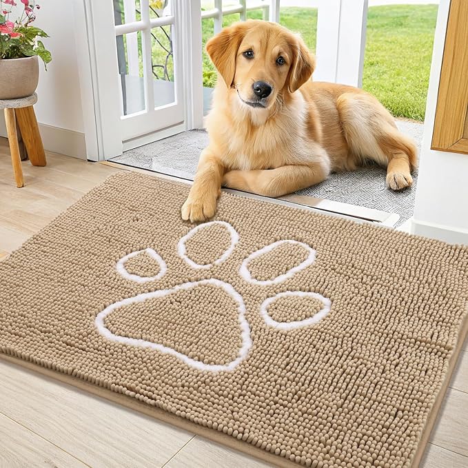 Smiry Dog Door Mat for Muddy Paws, Absorbent Dirt Trapper Non Slip Quick Dry