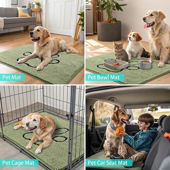 Smiry Dog Door Mat for Muddy Paws, Absorbent Dirt Trapper Non Slip Quick Dry