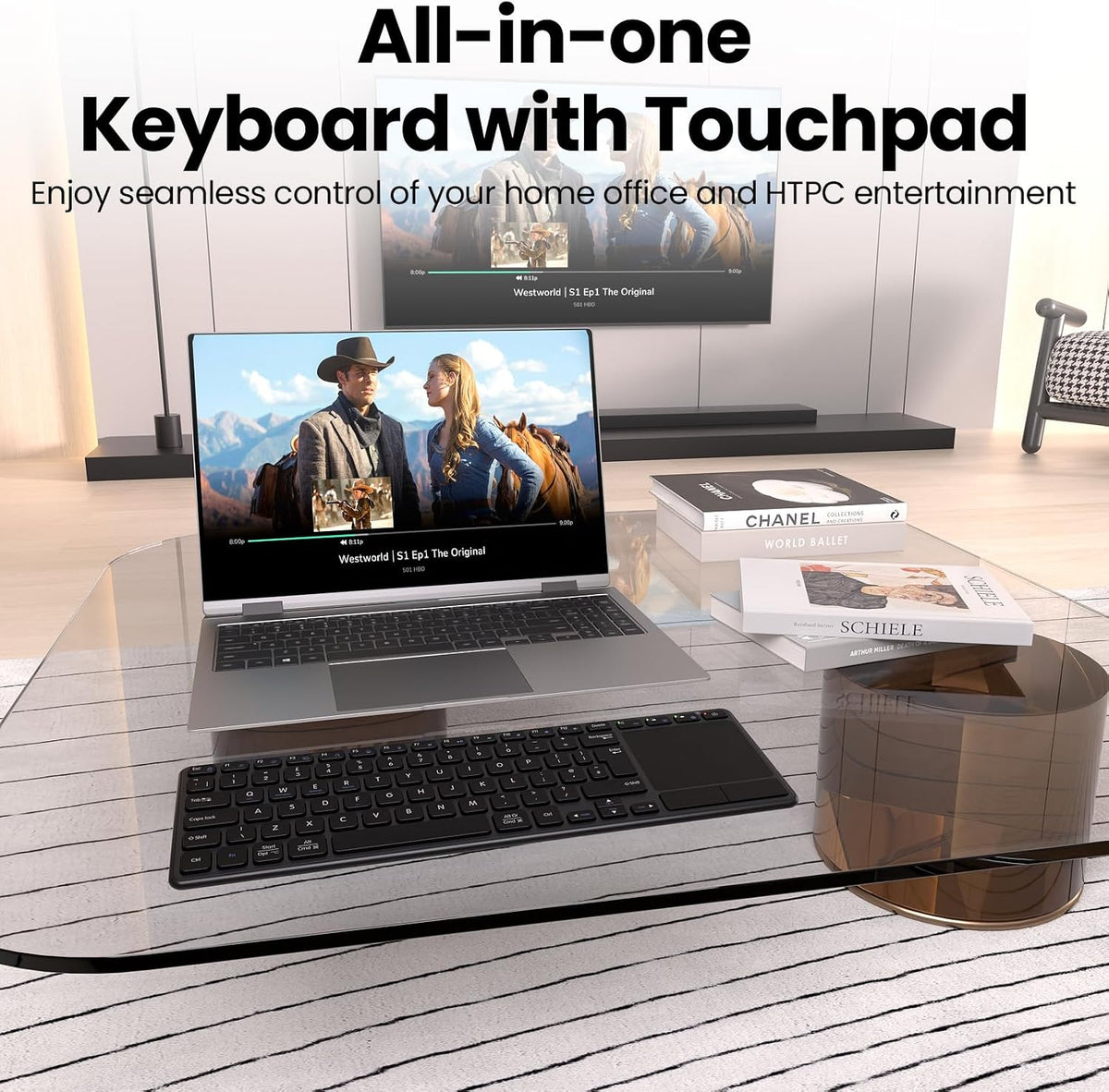 Rechargeable Wireless Keyboard with Touchpad-QWERTY