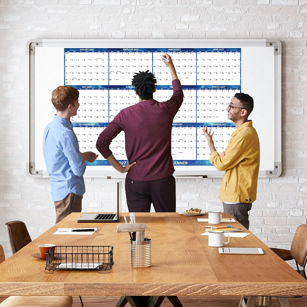 24" x 36" 2027 Wall Calendar 12 Month, Large Wet & Dry Erase Laminated