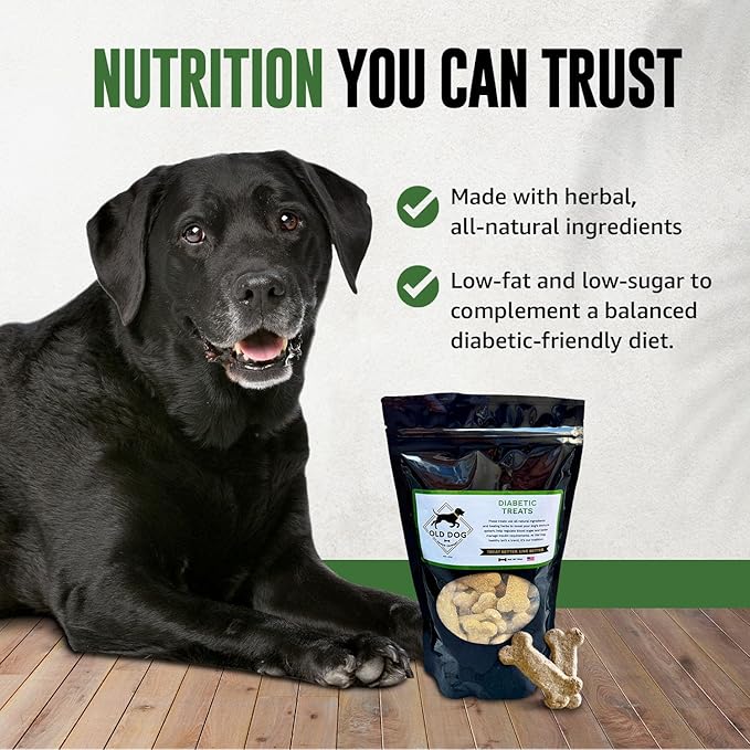 Old Dog Cookie Company All Natural Diabetic Dog Treats – Vet Approved Dog Snacks | Best Healthy Chews for Dogs, Top Treat for Dogs | Low Glycemic, Supports Healthy Blood Sugar | 10 oz