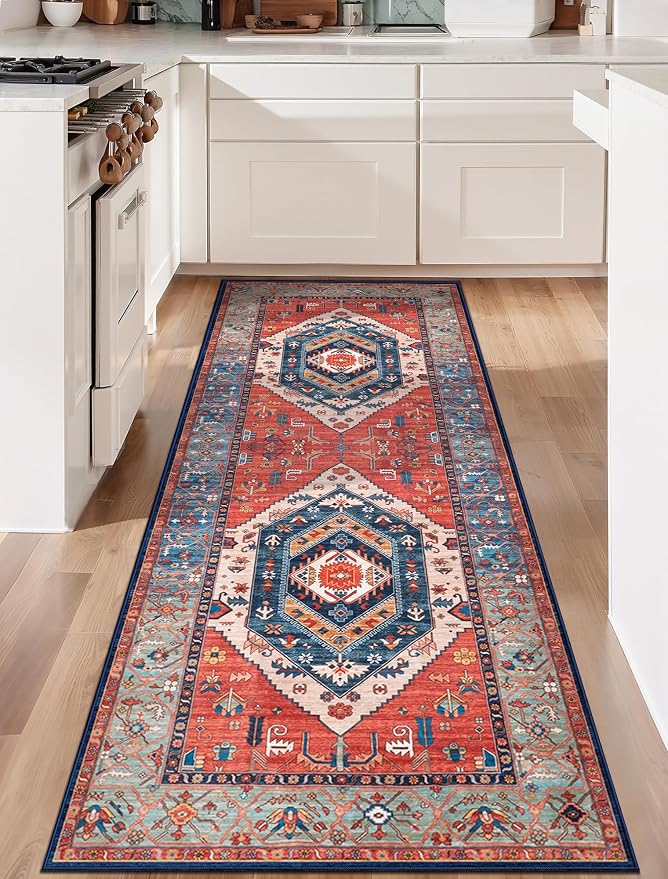 SERISSA Boho Kitchen Runner Rug, 3x7 Washable Non-Slip Runner Rug