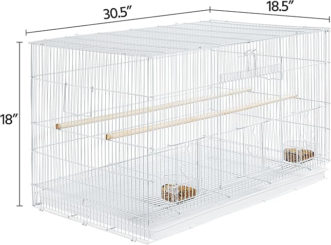 Topeakmart 30-inch Flight Bird Cage for Parrots Finches Budgies Cockatiels Parakeets Lovebirds Canaries with Slide-Out Tray, White