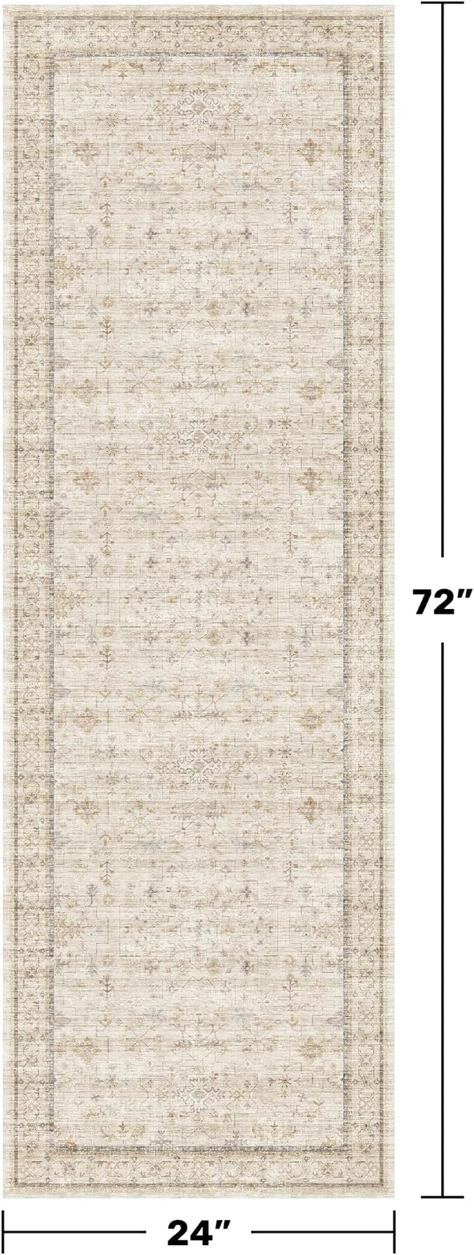 2x6 Long Beige Farmhouse Kitchen Runner Rug Washable Non Slip Carpet