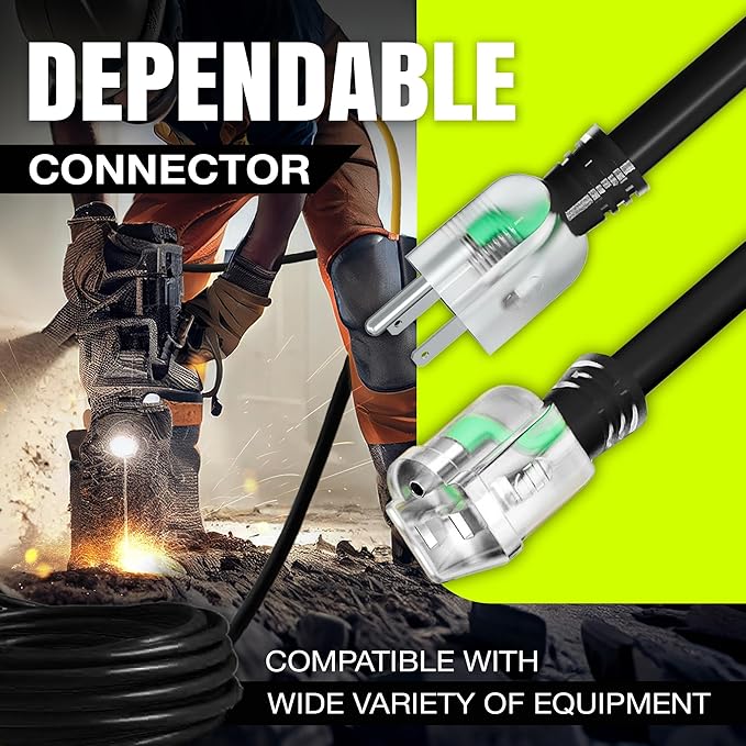 50ft Outdoor/Indoor Extension Cord 10/3 Gauge Ultra Heavy Duty 3 Prong SJTW, Waterproof, ETL Listed, Flexible Cold-Resistant Long Power Cord,15A 125V 1875W, Black by LifeSupplyUSA