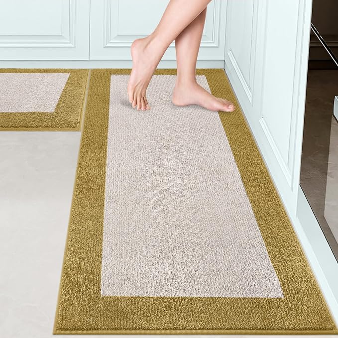 Machine Washable Runner Rugs Set of 2, Non Slip Kitchen Mats