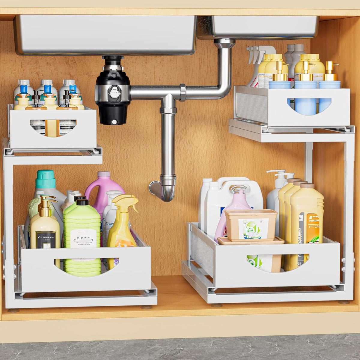 Under Sink Organizer for Kitchen and Bathroom Cabinets Pull Out Storage