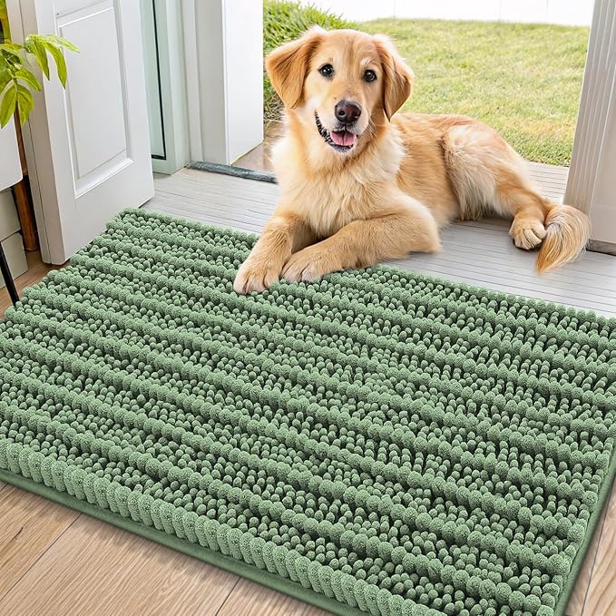 Smiry Dog Door Mat for Muddy Paws 36x24, Absorbent Dirt Trapper, Non-Slip