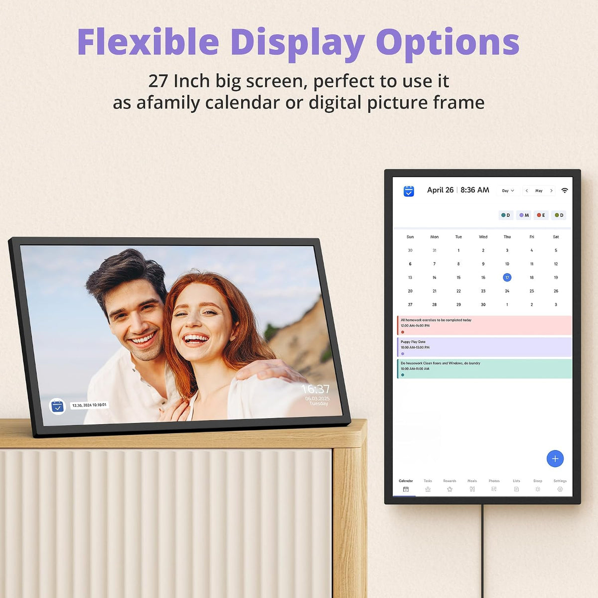 Digital Calendar 27" Wall Touchscreen Family Chore Chart No Subscription