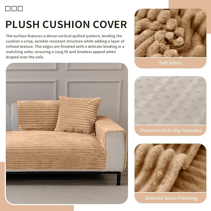 Waterproof Pet Couch Cover for Dogs, Sofa Covers Washable & Non-Slip, Soft Dog Bed Blanket Protector for Sectional, Loveseat, Home & Patio Furniture (Khaki, 35"x74" 1 Pack)