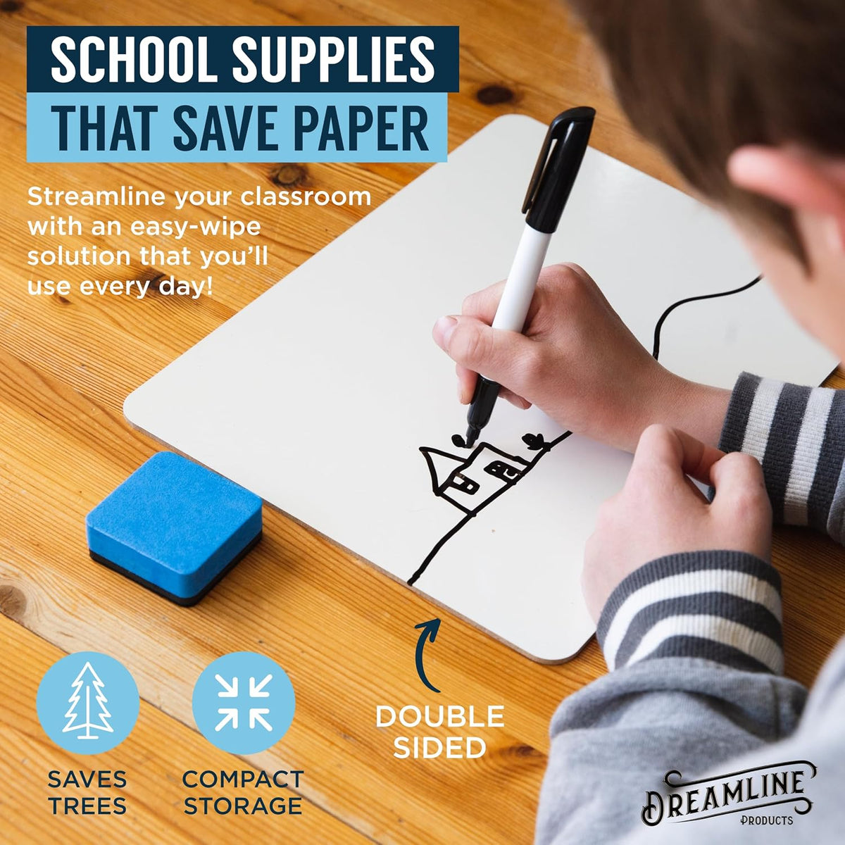 Dry Erase Boards [30pc Double Sided] Lapboards with ClearWipe Coating! Small White Boards - 9" x 12" Mini White Boards for Students, Classroom Teacher Supplies
