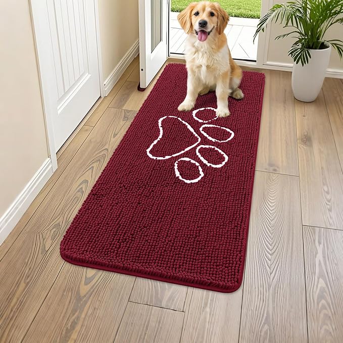 Smiry Dog Door Mat for Muddy Paws, Absorbent Dirt Trapper Non Slip Quick Dry