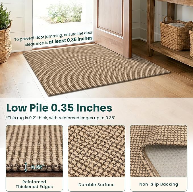 KOZYFLY Indoor Door Mat 2x3 ft Small Area Rugs Washable Front Door Mat Non Slip