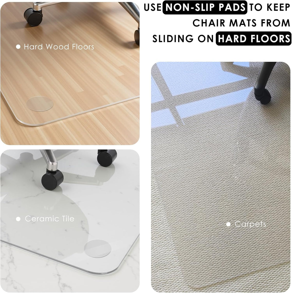 Kuyal 2 Pack 1/5" Thick Office Chair Mat, Heavy Duty Computer Chair Mat